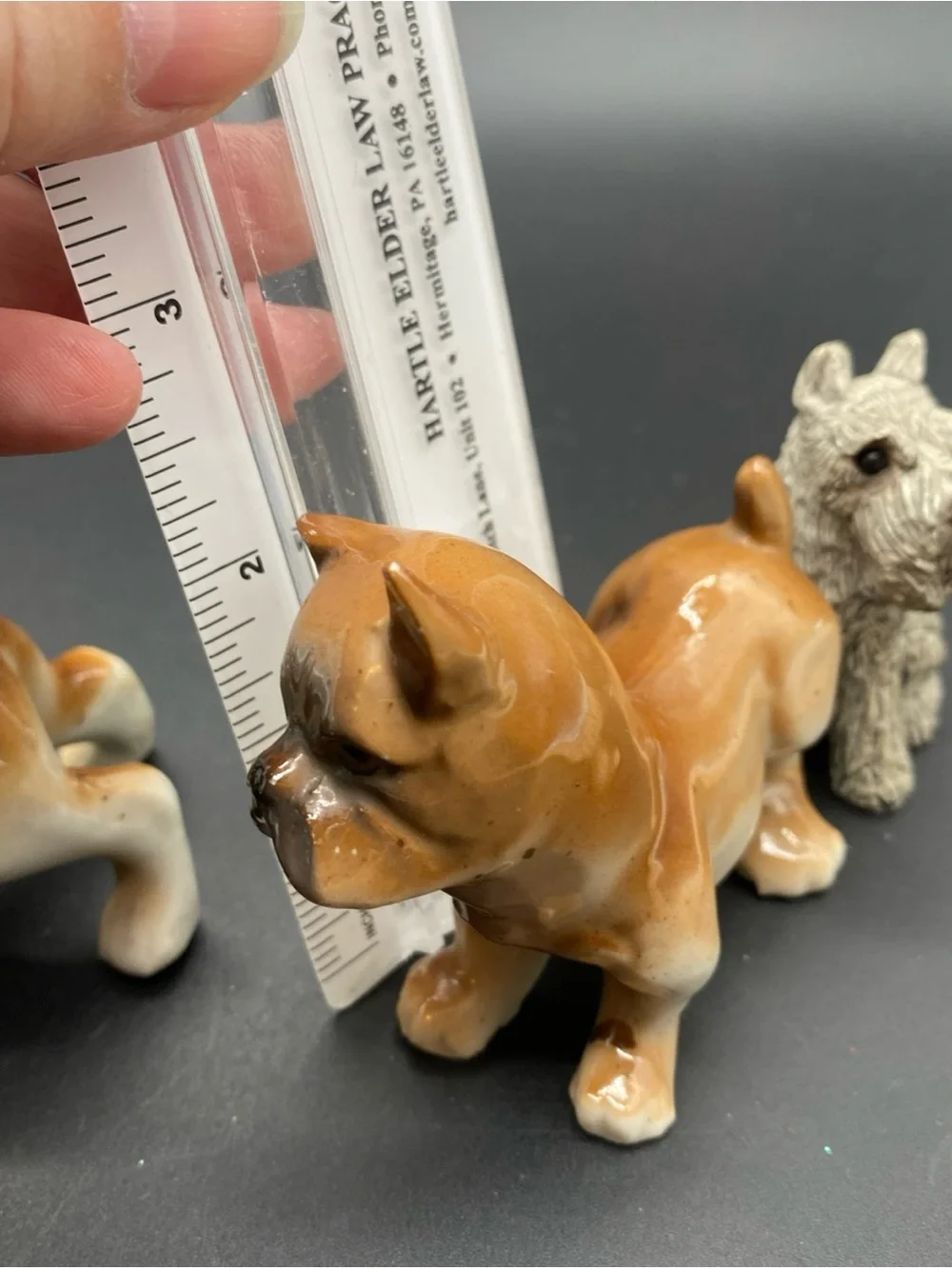 Assorted Dog Figurine Set - Brown, White, Tan, Gray Ceramic and Stone